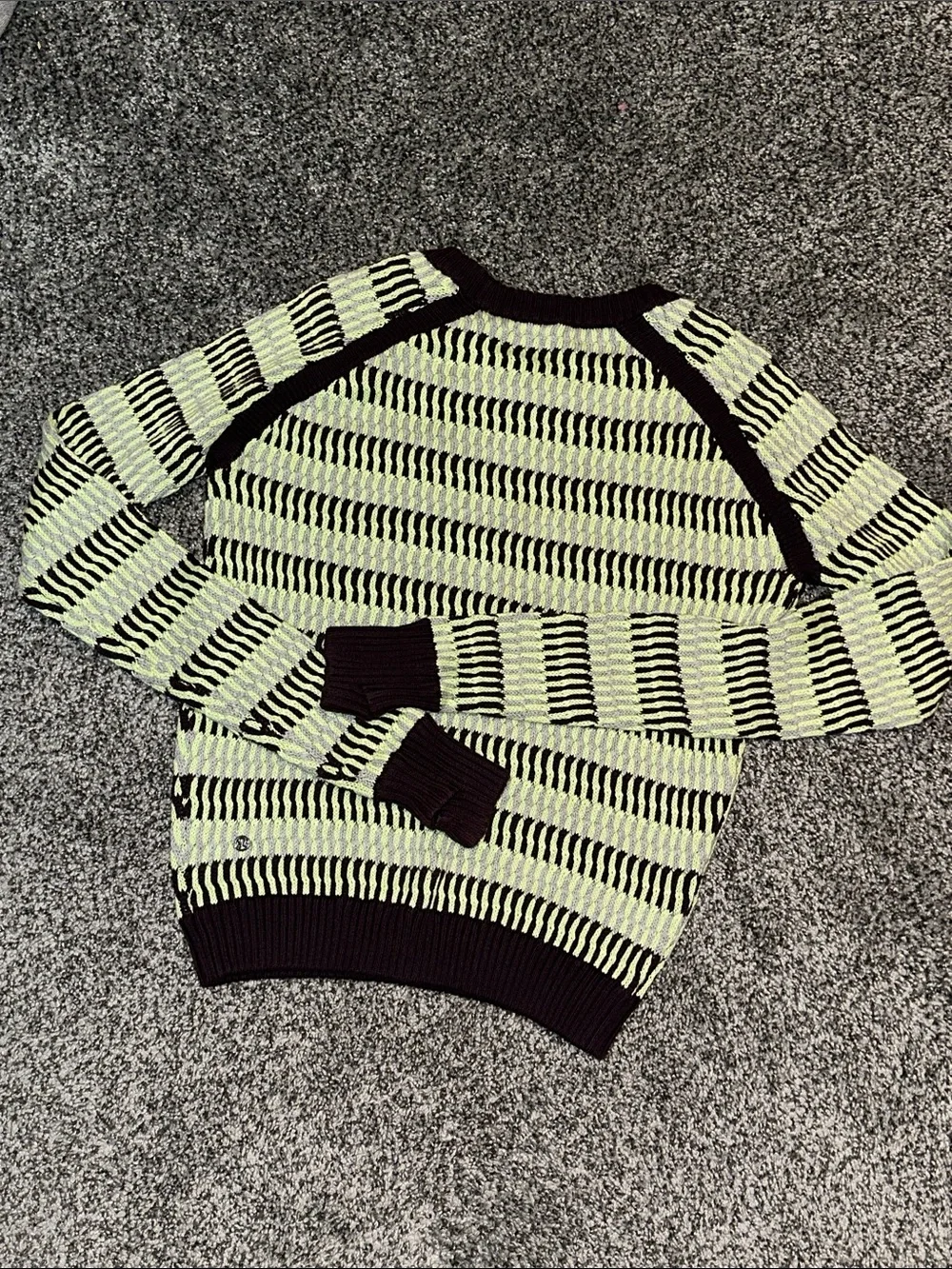 Lululemon Knit Sweater Devi Green Purple Long Sleeve Pullover Womens